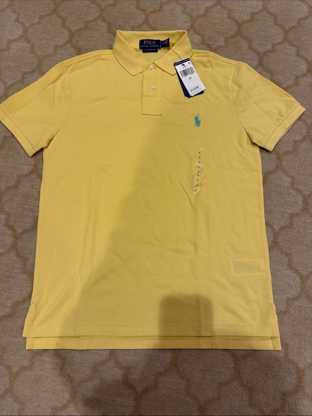 Polo by Ralph Lauren Men’s Yellow Polo with Teal Pony